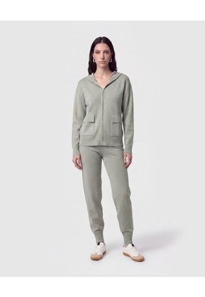 Buzo Abierto Con Capucha Y Bolsillos Para Mujer Verde Patprimo