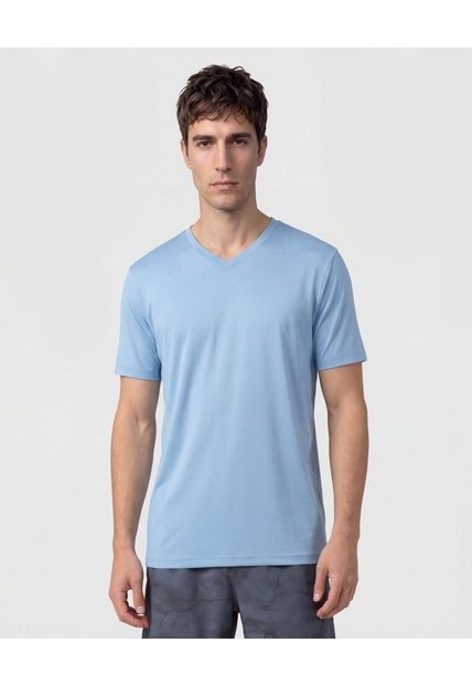 Camiseta Deportiva Unicolor   Para Hombre Azul Patprimo