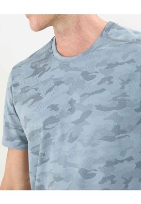 Camiseta Manga Corta Unicolor Texturizada  Para Hombre Azul Patprimo