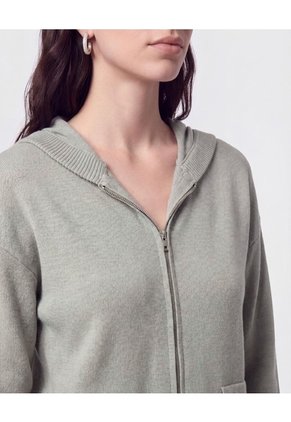 Buzo Abierto Con Capucha Y Bolsillos Para Mujer Verde Patprimo