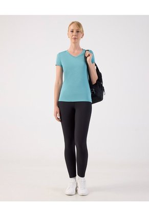 Camiseta Manga Corta Unicolor   Para Mujer Azul Patprimo