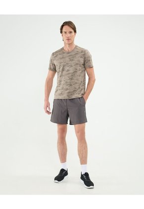 Camiseta Manga Corta Unicolor Texturizada Para Hombre Café Patprimo