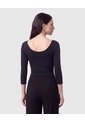 Camiseta Manga Larga Con Cuello Amplio   Para Mujer Negro Patprimo de Patprimo