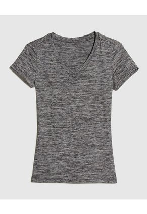 Camiseta Deportiva Jaspeada Para Mujer Negro Patprimo