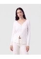 Camiseta Manga Larga Con Botones   Para Mujer Blanco Patprimo de Patprimo