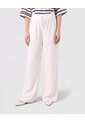 Pantalón Fluido Con Cordón Ajustable   Para Mujer Blanco Patprimo de Patprimo