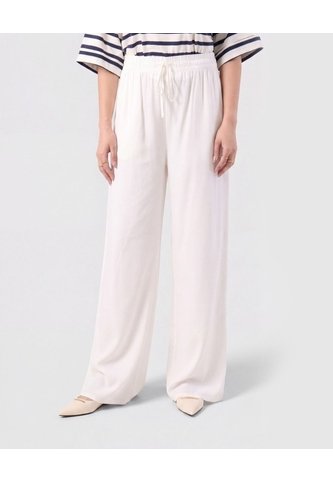 Pantalón Fluido Con Cordón Ajustable   Para Mujer Blanco Patprimo Patprimo