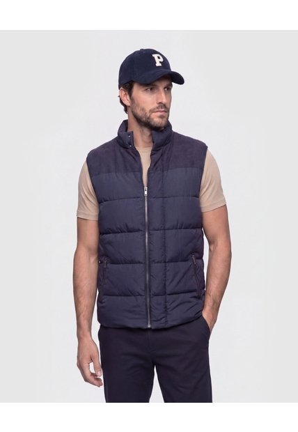 Chaleco Acolchado Combinado   Para Hombre Azul Patprimo