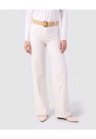 Pantalón Con Cinturón De Rafia   Para Mujer Blanco Patprimo Patprimo