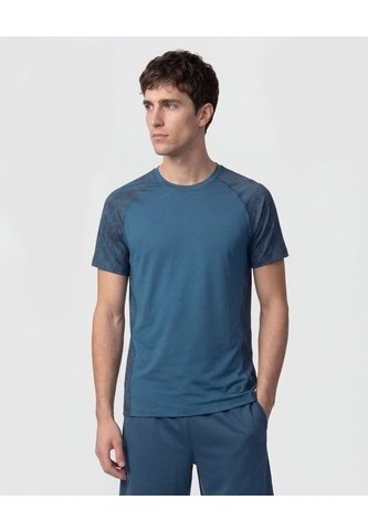 Camiseta Deportiva Con Detalle En Mangas   Para Hombre Azul Patprimo Patprimo