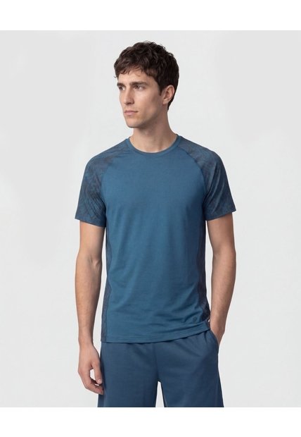 Camiseta Deportiva Con Detalle En Mangas   Para Hombre Azul Patprimo