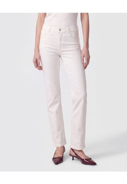 Jean Straight De Tiro Alto   Para Mujer Blanco Patprimo