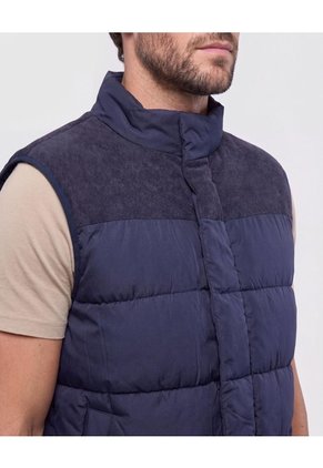 Chaleco Acolchado Combinado Para Hombre Azul Patprimo