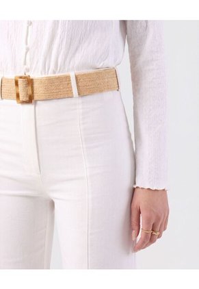 Pantalón Con Cinturón De Rafia   Para Mujer Blanco Patprimo