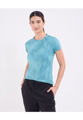 Camiseta Manga Corta Estampada Para Mujer Azul Patprimo