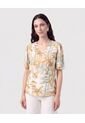 Blusa Cuello En V Manga Campana   Para Mujer Amarillo Patprimo de Patprimo