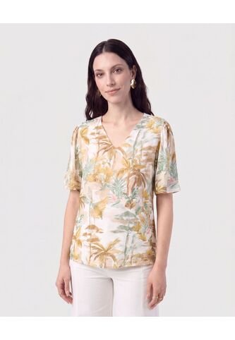 Blusa Cuello En V Manga Campana   Para Mujer Amarillo Patprimo Patprimo