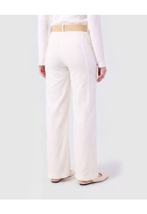 Pantalón Con Cinturón De Rafia   Para Mujer Blanco Patprimo