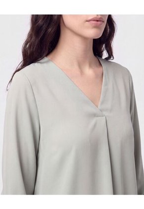 Blusa Cuello En V Manga Ajustable Para Mujer Verde Patprimo