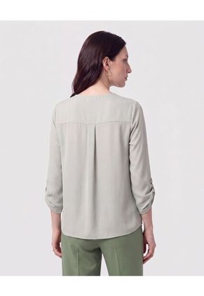 Blusa Cuello En V Manga Ajustable Para Mujer Verde Patprimo