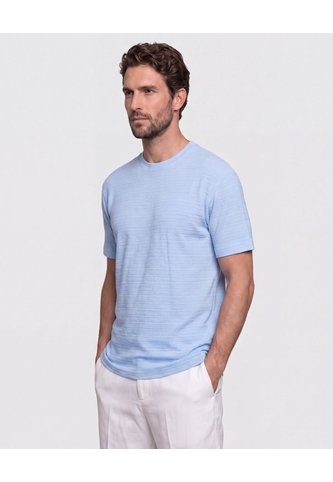 Camiseta Texturizada Cuello Redondo   Para Hombre Azul Patprimo Patprimo