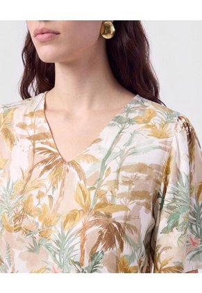 Blusa Cuello En V Manga Campana   Para Mujer Amarillo Patprimo