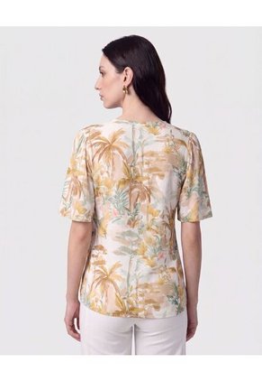 Blusa Cuello En V Manga Campana   Para Mujer Amarillo Patprimo