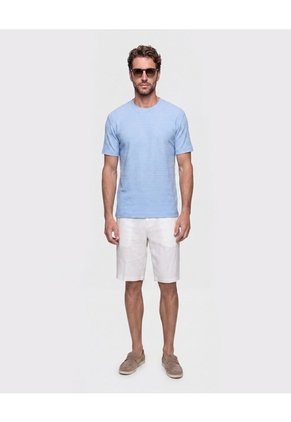 Camiseta Texturizada Cuello Redondo   Para Hombre Azul Patprimo