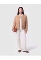 Chaqueta Acolchada Cuello Redondo   Para Mujer Café Patprimo de Patprimo