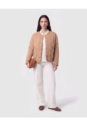 Chaqueta Acolchada Cuello Redondo Para Mujer Café Patprimo
