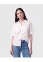 Camisa Manga Corta Con Bolsillo   Para Mujer Blanco Patprimo de Patprimo