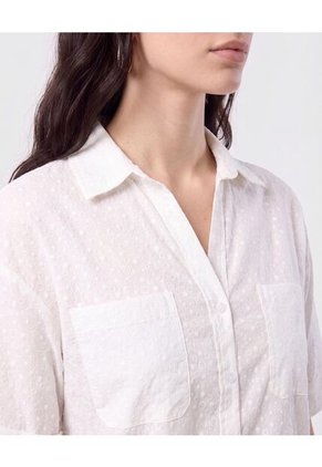 Camisa Manga Corta Con Bolsillo Para Mujer Blanco Patprimo