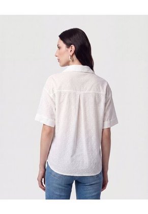 Camisa Manga Corta Con Bolsillo Para Mujer Blanco Patprimo