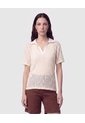 Polo Texturizada Con Cuello En V   Para Mujer Crema Patprimo de Patprimo