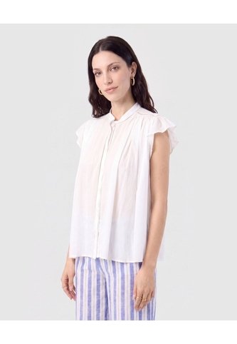 Blusa Cuello Alto Con Vuelos   Para Mujer Blanco Patprimo Patprimo