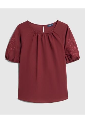 Blusa  Para Mujer Manga Corta Color Vino Marca Patprimo #30123638 Patprimo