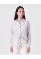 Camisa Clásica Manga Larga   Para Mujer Azul Patprimo de Patprimo