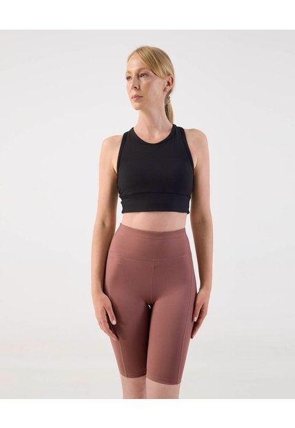 Top Deportivo Acanalado  Para Mujer Negro Patprimo