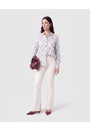 Camisa Clásica Manga Larga Para Mujer Azul Patprimo