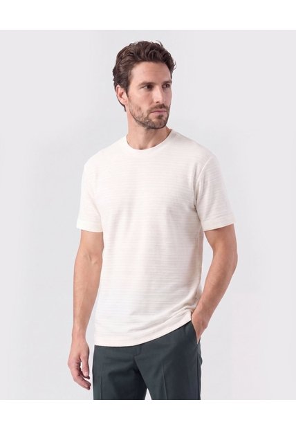 Camiseta Texturizada Cuello Redondo   Para Hombre Blanco Patprimo