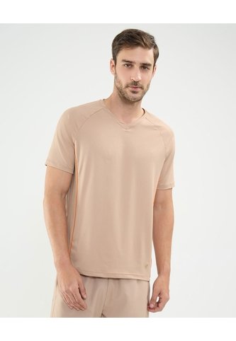 Camiseta Deportiva Cuello En V  Para Hombre Beige Patprimo Patprimo