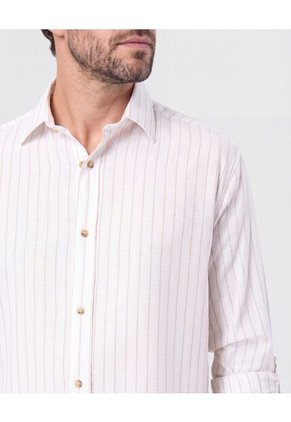Camisa Casual A Rayas Para Hombre Blanco Patprimo