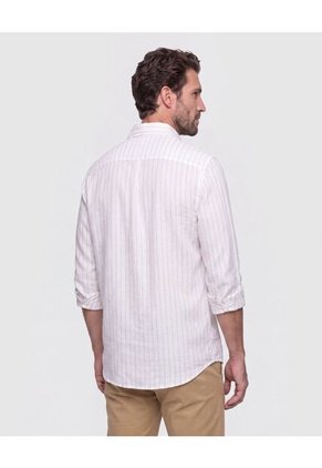 Camisa Casual A Rayas Para Hombre Blanco Patprimo