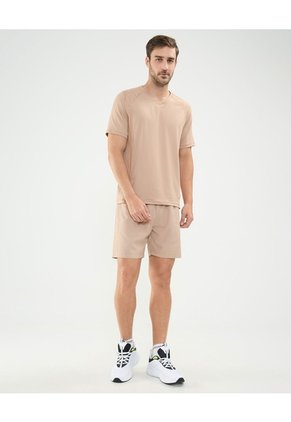 Camiseta Deportiva Cuello En V  Para Hombre Beige Patprimo
