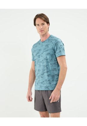 Camiseta Manga Corta Unicolor Texturizada Para Hombre Verde Patprimo