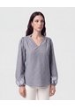 Blusa Con Bordado En Puños   Para Mujer Azul Patprimo de Patprimo