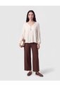 Pantalón Culotte Con Pretina Lisa   Para Mujer Café Patprimo de Patprimo