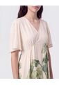 Vestido Escote En V Con Prenses   Para Mujer Crema Patprimo de Patprimo