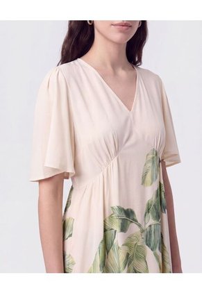 Vestido Escote En V Con Prenses Para Mujer Crema Patprimo