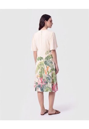 Vestido Escote En V Con Prenses Para Mujer Crema Patprimo